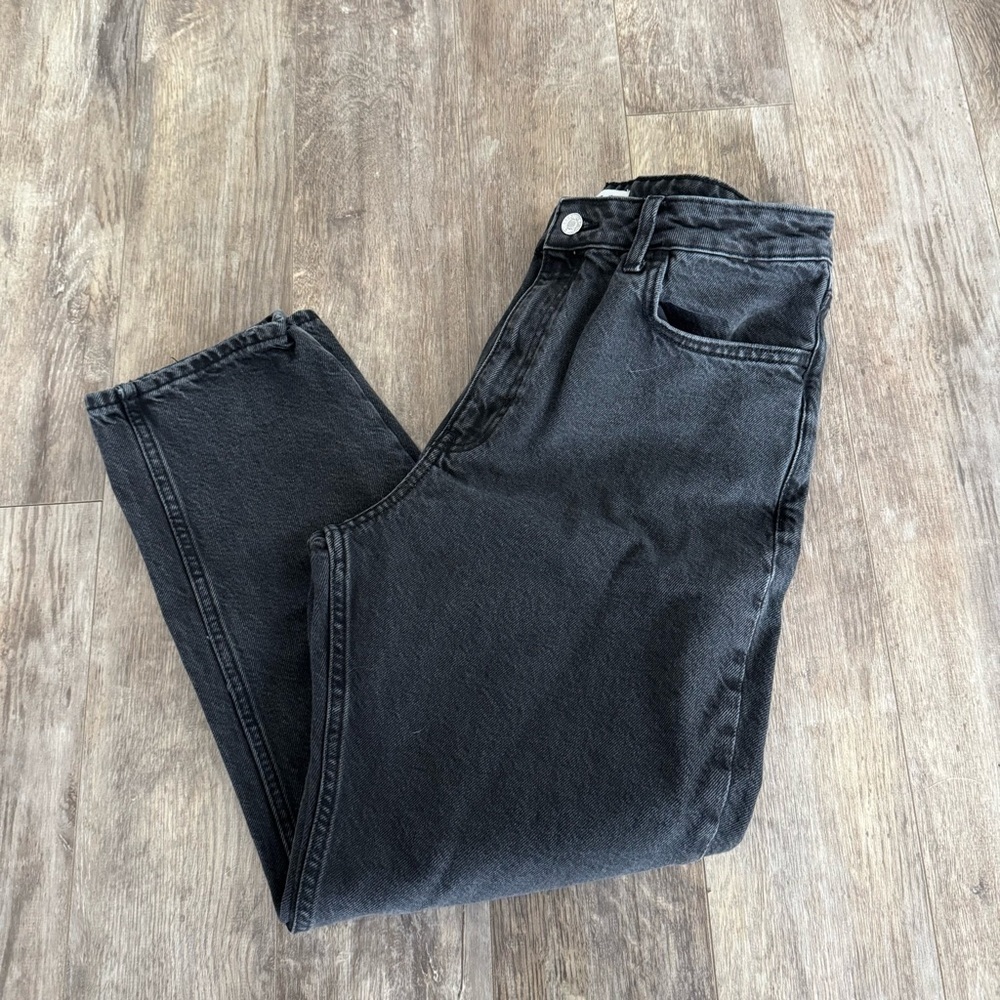 Mango High Rise Mom Black Jeans